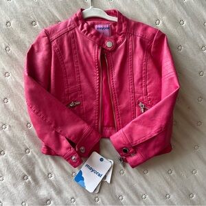 Mayoral Pink Leather Jacket 3t
